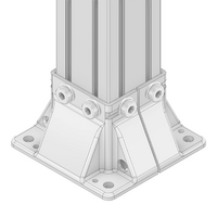 33-9090-7SS MODULAR SOLUTIONS MOUNTING FOOT 4 SIDED FOR 90 X 90 WITH STAINLESS STEEL HARDWARE FULLY ENCLOSED AND SHORT